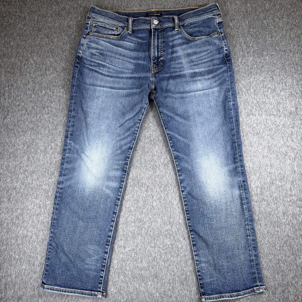 Lucky‎ Brand Jeans Mens 34x27 Blue Medium Wash Cotton Stretch 223 Straight Fit
